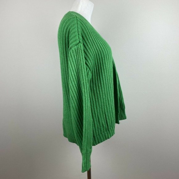 Code X Mode Cardigan Sweater S Chunky Knit Green Open Oversized New - Picture 4 of 12
